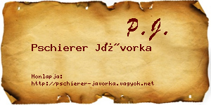 Pschierer Jávorka névjegykártya